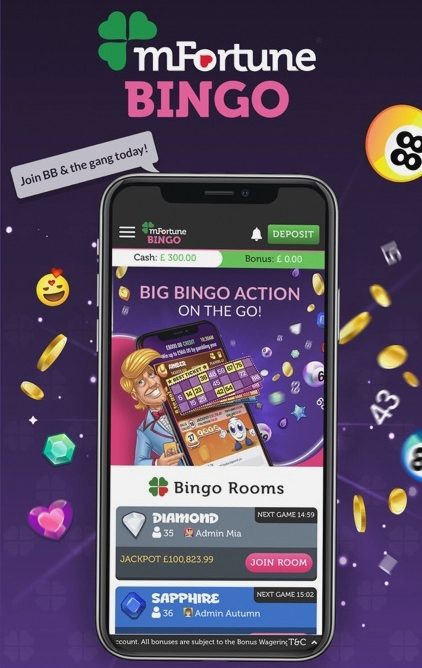 Mobile app for mFortune bingo gaming